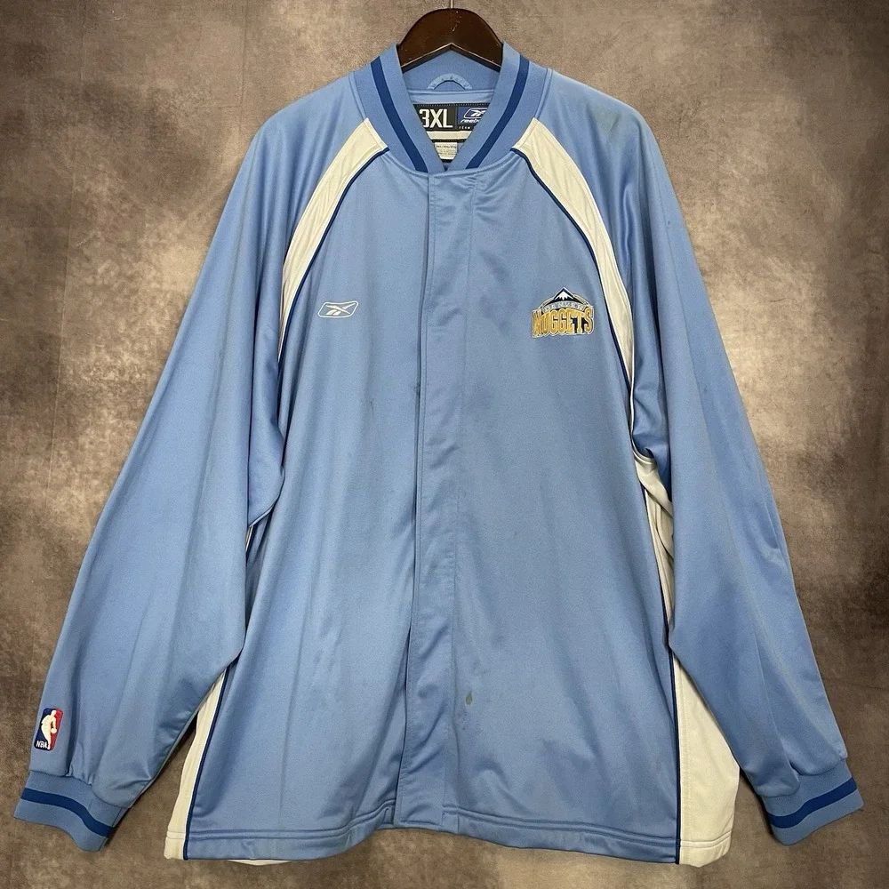 Vintage Y2K Reebok NBA Denver Nuggets Full‎ Zip Warmup Jacket Size 3XL